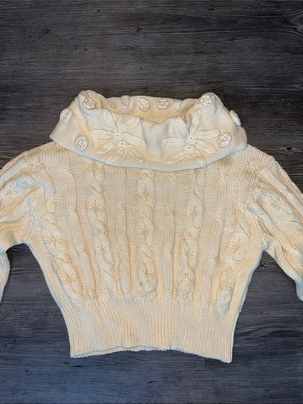 MEXX Cream Cable-Knit Cropped Cowl Sweater